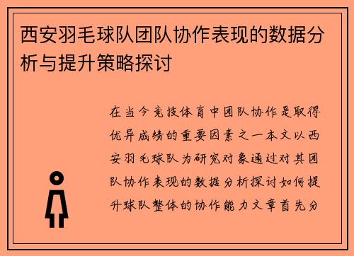 西安羽毛球队团队协作表现的数据分析与提升策略探讨